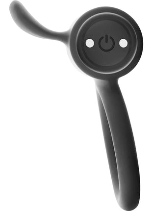 Schwarzer silikon ohrhörer mit rundem bedienfeld und ladefunktion von cameron schwarz wiederaufladbarer ring