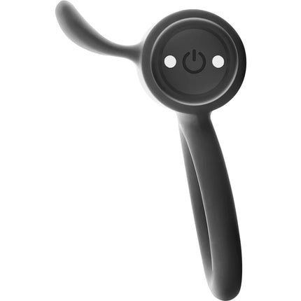Schwarzer silikon ohrhörer mit rundem bedienfeld und ladefunktion von cameron schwarz wiederaufladbarer ring