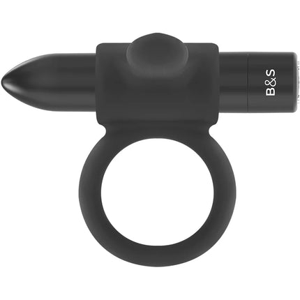 Schwarzer b&s wiederaufladbarer ring cameron schwarz mit schlanker, glatter oberfläche und integriertem zylinderkopf