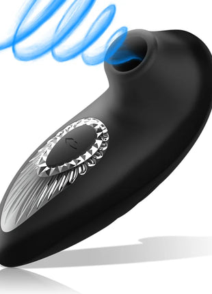 Schwarzer silikon-sauger mit silbernem diamantknopf und blauem dampfeffekt für drake deluxe vibe