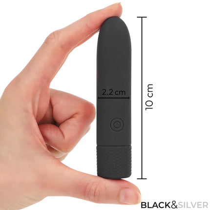 BLACK & SILVER - GERI USB WIEDERAUFLADBARER VIBRIERENDER BULLET 8 VIBRATIONEN SCHWARZ 10 X 2,2 CM - Vibrierende Kugeln
