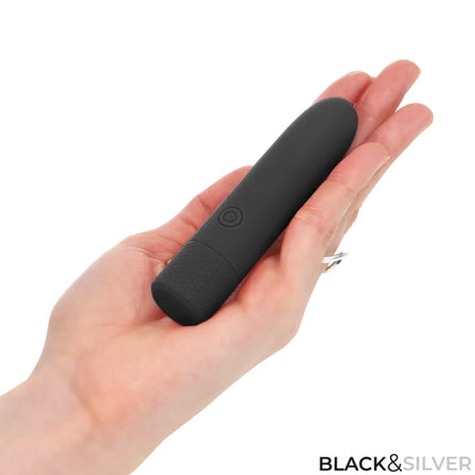 BLACK & SILVER - GERI USB WIEDERAUFLADBARER VIBRIERENDER BULLET 8 VIBRATIONEN SCHWARZ 10 X 2,2 CM - Vibrierende Kugeln