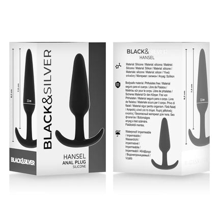 Black and silver hansel silikon-analplug by black&silver with sleek tapered design and curved base for secure placement