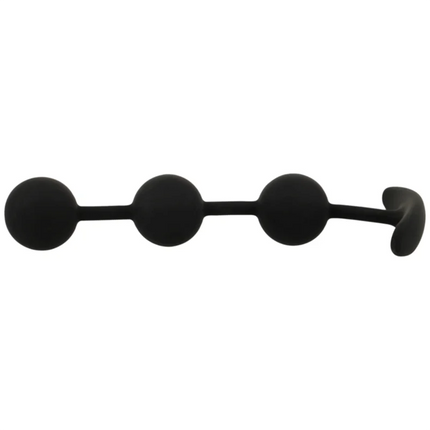 Schwarzer silikon analplug harry mit drei kugeln und gebogenem griff 14 cm von black&silver