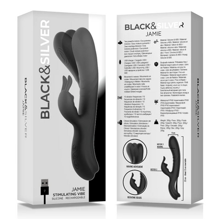 BLACK&SILVER - JAMIE SILIKON-KANINCHENSTIMULATOR - Rabbit-Vibratoren