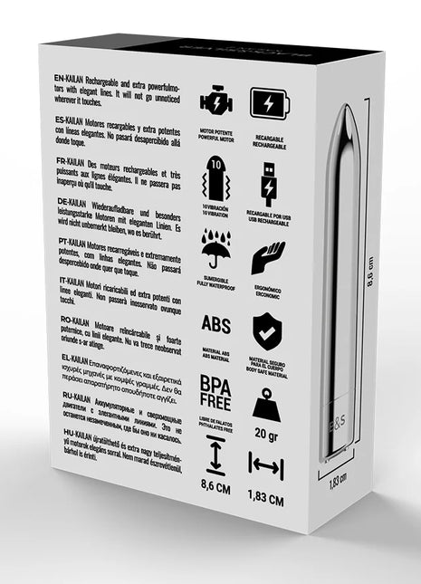 Silberner k-901 akku-vibrator mit glattem abs-körper und ergonomischer form aus der black&silver kailan 2 silber vibrierende magnetkugel serie