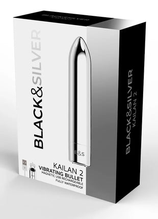 Silberne metallic magnetkugel in schwarzer und silberner schwarzsiber kailan 2 vibrierende box