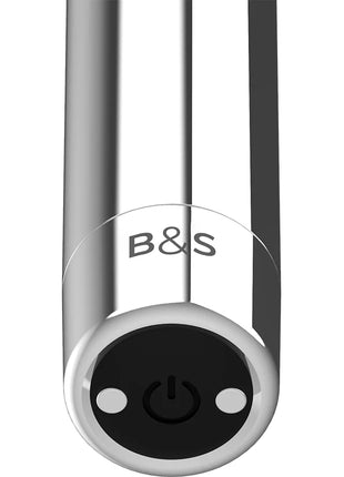 Silberne zylindrische black&silver kailan 2 vibrierende magnetkugel mit schwarzem einschaltknopf und zwei weißen anzeigeleuchten