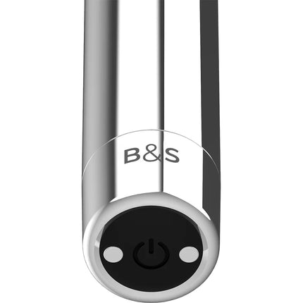 Silberne zylindrische black&silver kailan 2 vibrierende magnetkugel mit schwarzem einschaltknopf und zwei weißen anzeigeleuchten