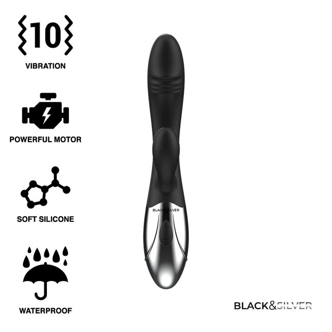 BLACK&SILVER - KALEB STIMULIERENDE VIBE - Rabbit-Vibrator