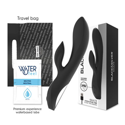 Schwarzer silikon wiederaufladbarer stimule vibrator mit berührungskontrolle und usb ladeanschluss von black&silver kaultz