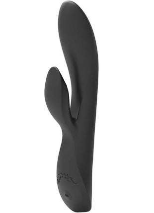 Schwarzer silikon rabbit vibrator black&silver kaultz mit glatter oberfläche und dezenten gravuren am fußende