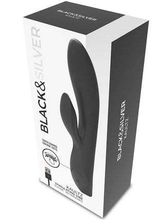Schwarzer silikon-vibrator kauitz mit touch-steuerung und ergonomischem design, wiederaufladbar, aus der black&silver serie