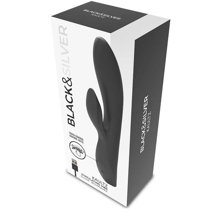 Schwarzer silikon-vibrator kauitz mit touch-steuerung und ergonomischem design, wiederaufladbar, aus der black&silver serie