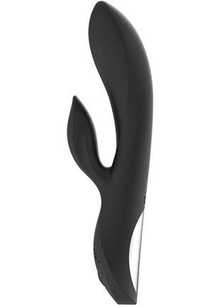 Schwarzer silikon rabbit vibrator mit silbernem akzent und glatter oberfläche von kautlz touch control