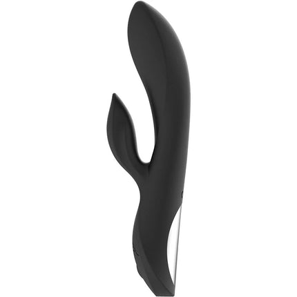 Schwarzer silikon rabbit vibrator mit silbernem akzent und glatter oberfläche von kautlz touch control