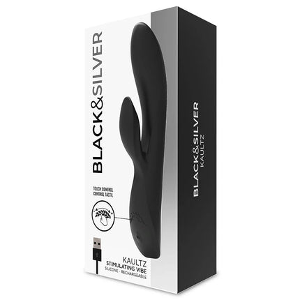 Schwarzer silikon aufladbarer stimulierender vibrator von black & silver modell kaultz mit touch control