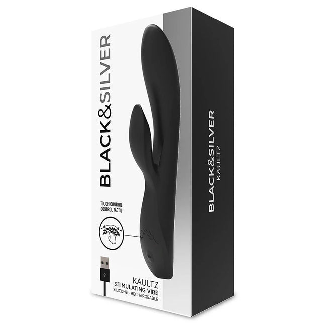 Schwarzer silikon aufladbarer stimulierender vibrator von black & silver modell kaultz mit touch control
