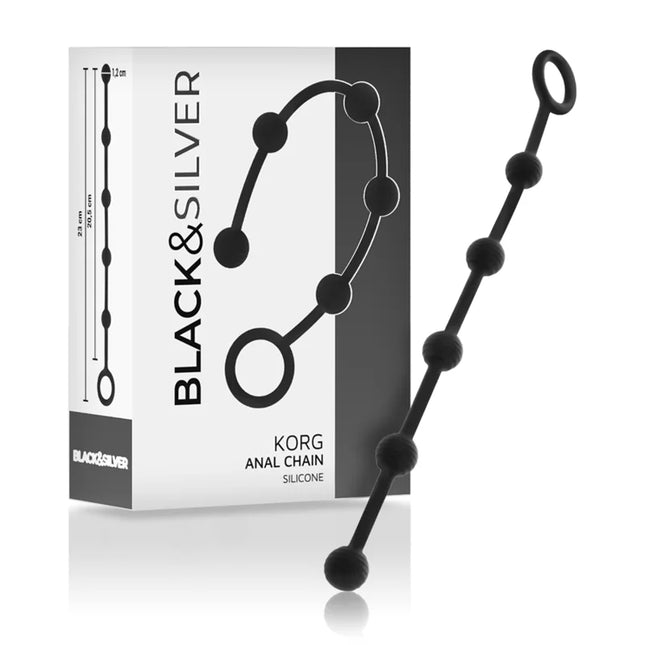 BLACK&SILVER - KORG ANAL ROSENKRANZ SILIKON INITIATION 21 CM - Analketten