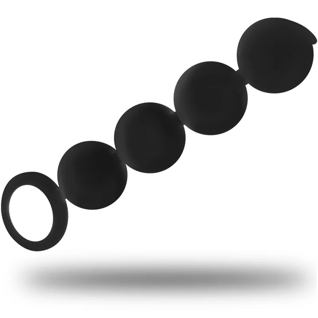 Schwarze silikon analperlen mit ring am ende 15 cm für komfortables spiel von black&silver