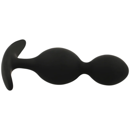 Schwarzer silikon analplug black&silver orson plug silikon 2 mit glattem, abgerundetem design und breitem griff