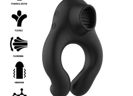 BLACK&SILVER - VIBRATORRING AUS SILIKON - 3 MOTOREN - SCHWARZ - Penisring für Paare