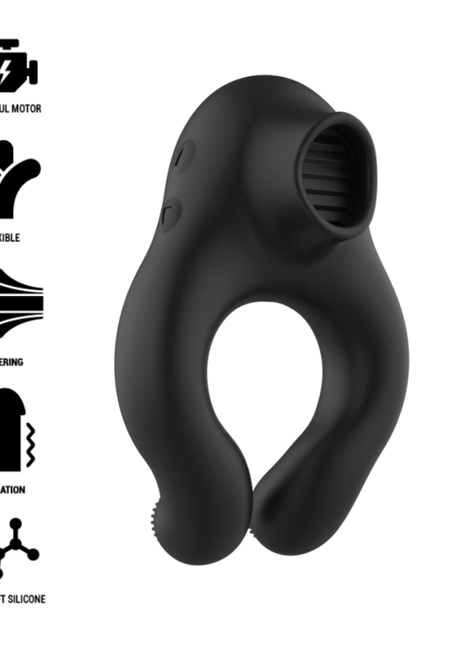 BLACK&SILVER - VIBRATORRING AUS SILIKON - 3 MOTOREN - SCHWARZ - Penisring für Paare