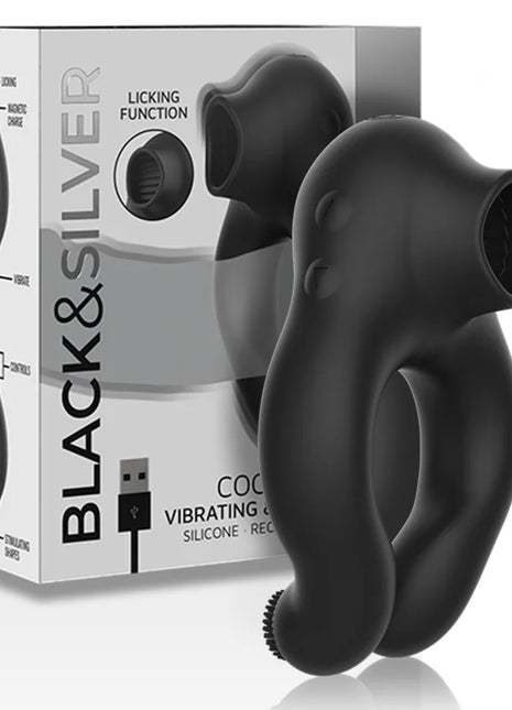 BLACK&SILVER - VIBRATORRING AUS SILIKON - 3 MOTOREN - SCHWARZ - Penisring für Paare
