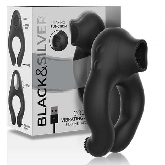 BLACK&SILVER - VIBRATORRING AUS SILIKON - 3 MOTOREN - SCHWARZ - Penisring für Paare