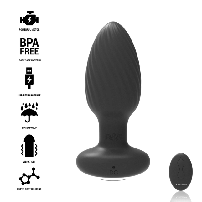 BLACK&SILVER - WELLS PLUG SILIKON ANAL ROTATOR - FERNBEDIENUNG - Anal-Vibratoren