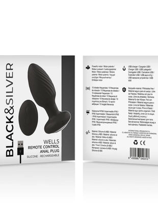 BLACK&SILVER - WELLS PLUG SILIKON ANAL ROTATOR - FERNBEDIENUNG - Anal-Vibratoren