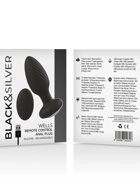 BLACK&SILVER - WELLS PLUG SILIKON ANAL ROTATOR - FERNBEDIENUNG - Anal-Vibratoren