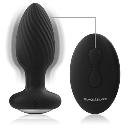 BLACK&SILVER - WELLS PLUG SILIKON ANAL ROTATOR - FERNBEDIENUNG - Anal-Vibratoren
