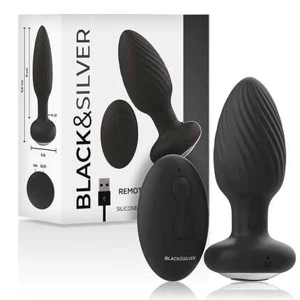 BLACK&SILVER - WELLS PLUG SILIKON ANAL ROTATOR - FERNBEDIENUNG - Anal-Vibratoren