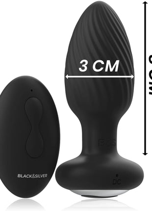 BLACK&SILVER - WELLS PLUG SILIKON ANAL ROTATOR - FERNBEDIENUNG - Anal-Vibratoren