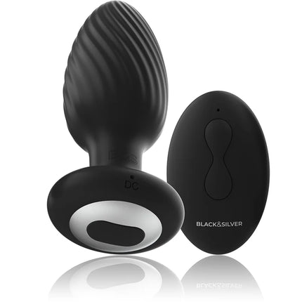 BLACK&SILVER - WELLS PLUG SILIKON ANAL ROTATOR - FERNBEDIENUNG - Anal-Vibratoren