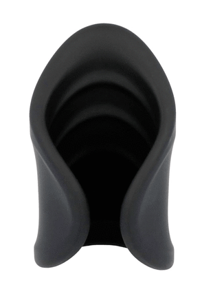 Schwarzer silikon analplug mit glattem, konischem design und drei konzentrischen rillen im produkt black&silver winki-masturbator
