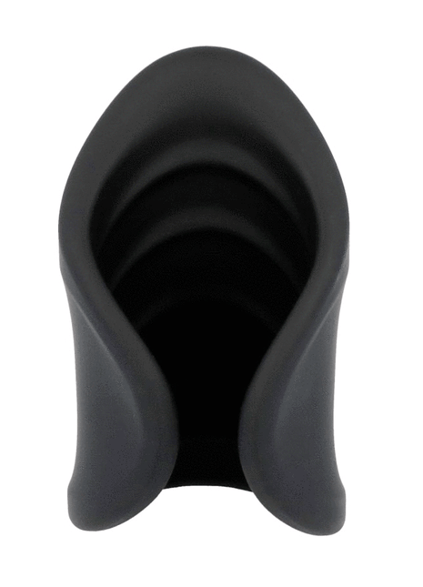 Schwarzer silikon analplug mit glattem, konischem design und drei konzentrischen rillen im produkt black&silver winki-masturbator