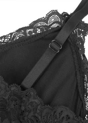 Blütenzauber Body – Eleganz - Schwarz - Bodys