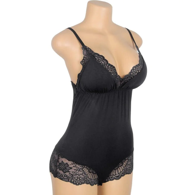 Blütenzauber Body – Eleganz - Schwarz - Bodys