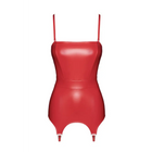 Bombshell - Rotes Powerwetlook-Kleid mit Korsett mit Strumpfhalter - XS / rot - Korsett