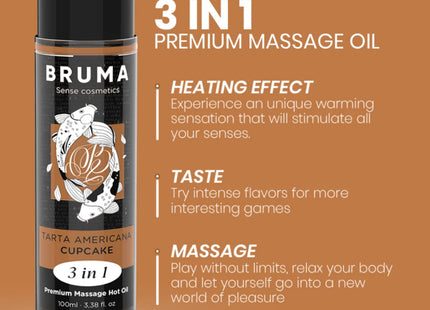 BRUMA - PREMIUM-MASSAGEÖL MIT WÄRMEEFFEKT CUPCAKE-GESCHMACK 3 IN 1 - 100 ML