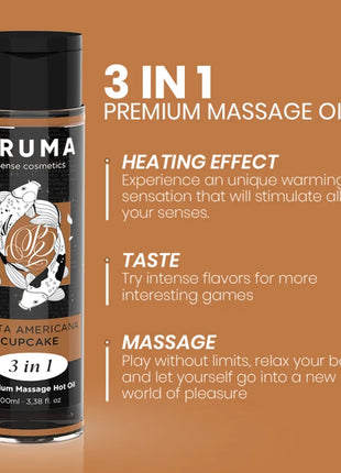 BRUMA - PREMIUM-MASSAGEÖL MIT WÄRMEEFFEKT CUPCAKE-GESCHMACK 3 IN 1 - 100 ML