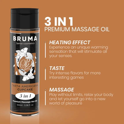 BRUMA - PREMIUM-MASSAGEÖL MIT WÄRMEEFFEKT CUPCAKE-GESCHMACK 3 IN 1 - 100 ML