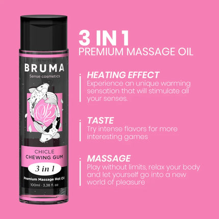 BRUMA - PREMIUM-MASSAGEÖL MIT WÄRMEEFFEKT GUM-GESCHMACK 3 IN 1 - 100 ML - Massageöl