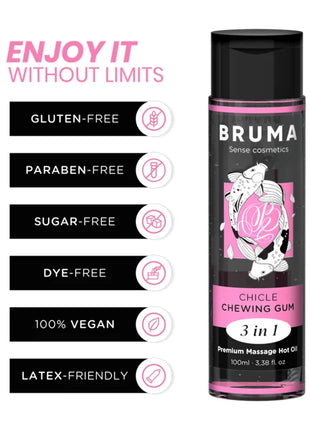BRUMA - PREMIUM-MASSAGEÖL MIT WÄRMEEFFEKT GUM-GESCHMACK 3 IN 1 - 100 ML - Massageöl