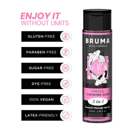 BRUMA - PREMIUM-MASSAGEÖL MIT WÄRMEEFFEKT GUM-GESCHMACK 3 IN 1 - 100 ML - Massageöl
