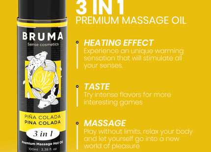 BRUMA - PREMIUM-MASSAGEÖL MIT WÄRMEEFFEKT PINA COLADA-GESCHMACK 3 IN 1 - 100 ML