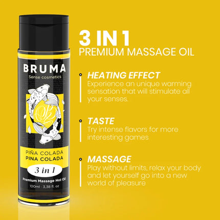 BRUMA - PREMIUM-MASSAGEÖL MIT WÄRMEEFFEKT PINA COLADA-GESCHMACK 3 IN 1 - 100 ML