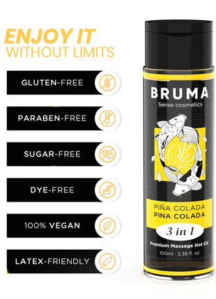 BRUMA - PREMIUM-MASSAGEÖL MIT WÄRMEEFFEKT PINA COLADA-GESCHMACK 3 IN 1 - 100 ML